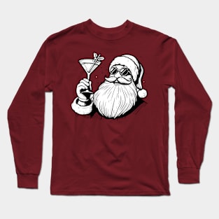 Santa Drinking a Holiday Martini Long Sleeve T-Shirt